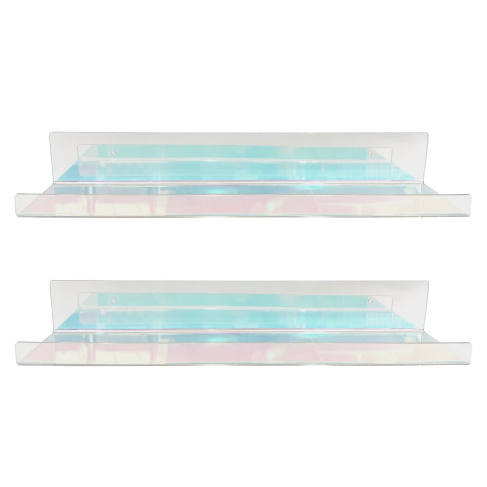 Iridescent Acrylic Floating Wall Shelves, Set of 2